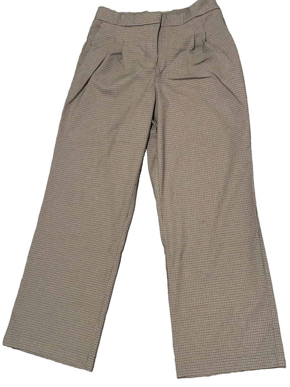 House of Harlow 1960 Womens M Plaid Pleated Wide Leg Trouser Pants Brown
